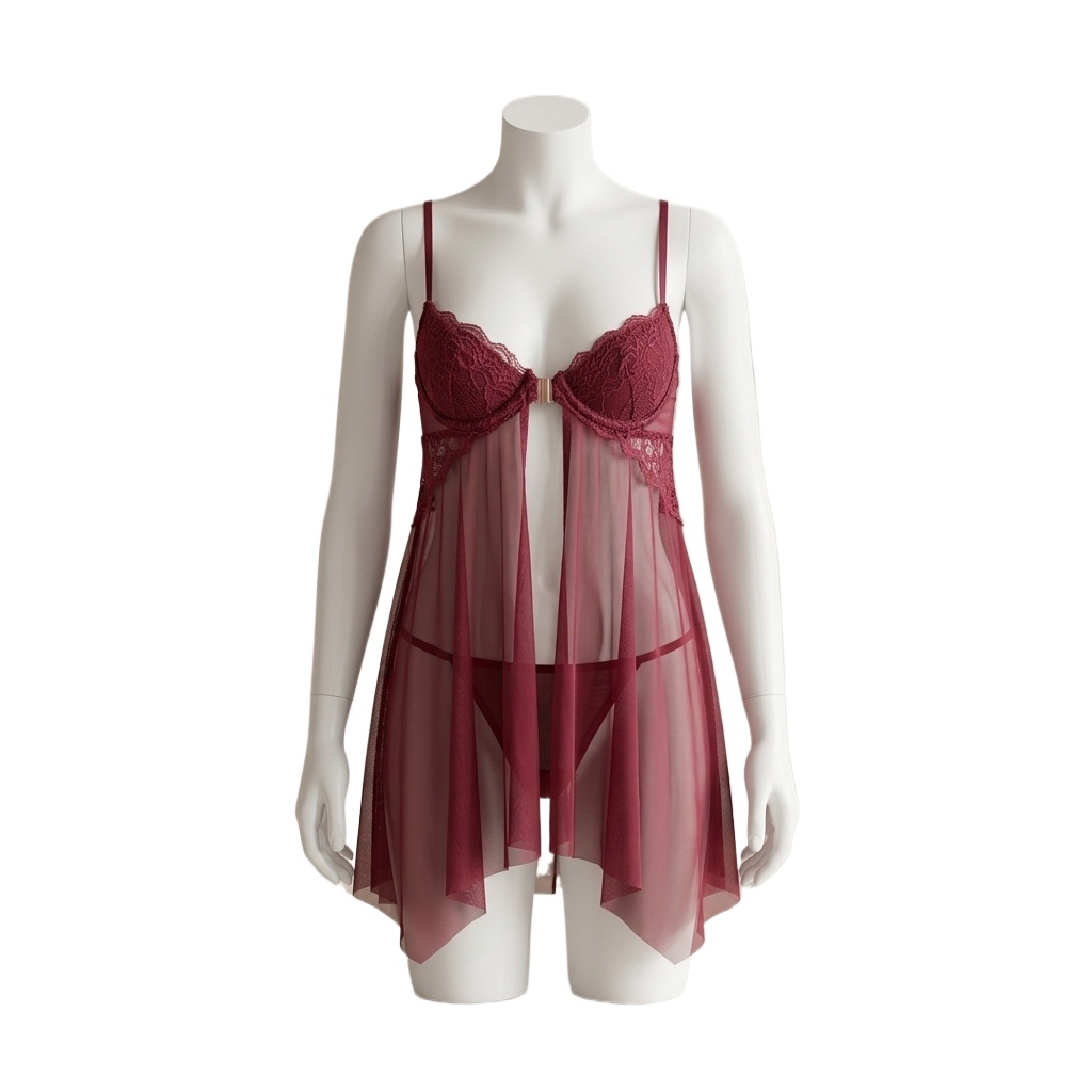 Babydoll Chemise Night - Women Lace Babydoll Lingerie Sheer Mesh