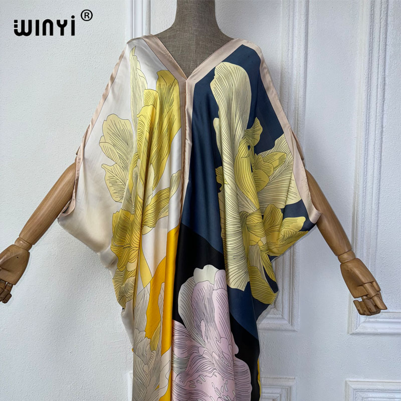 WINYI Summer african V-neck dr - Robe Silk Women 评论和价格